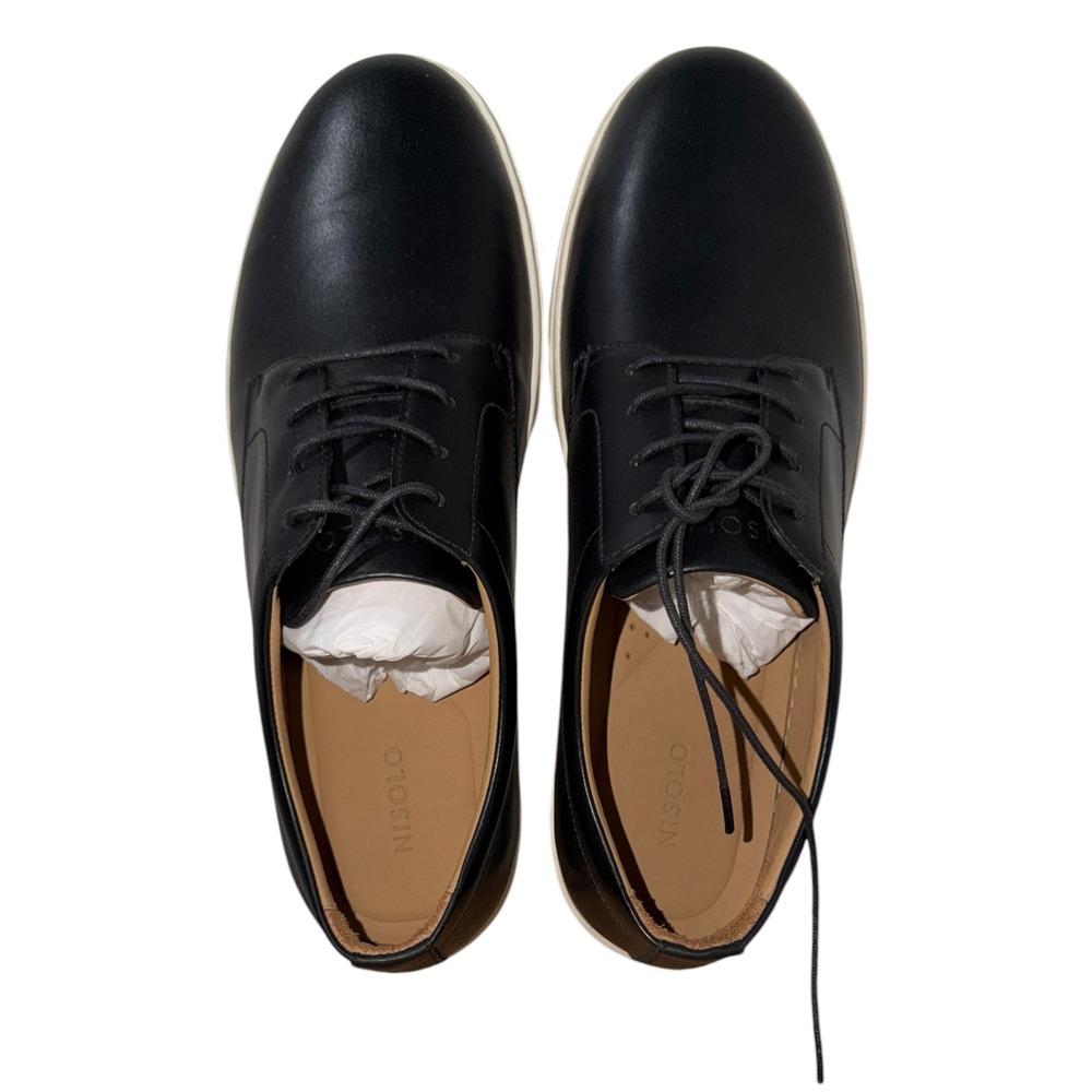 Nisolo Diego Everyday Sneaker Mens 10.5 Black Leather Low Top MF-4100-BLK-105